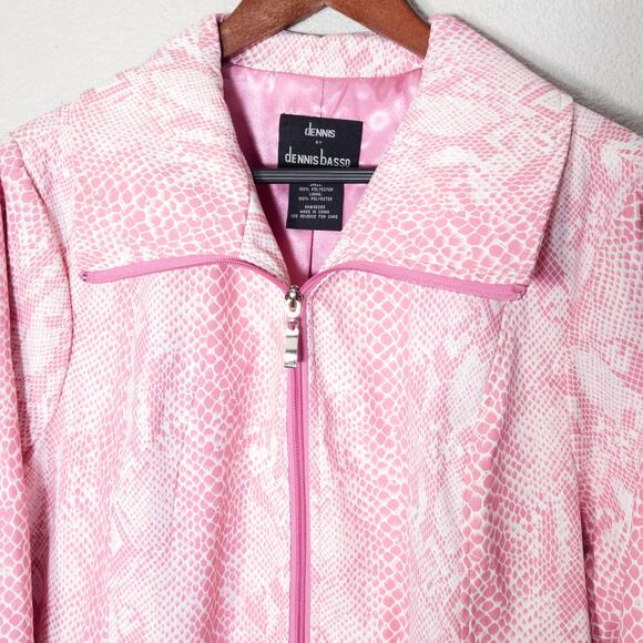 Dennis Basso Pink Zip Jacket Textured Satin Plus Size 1X Barbiecore - Picture 3 of 9